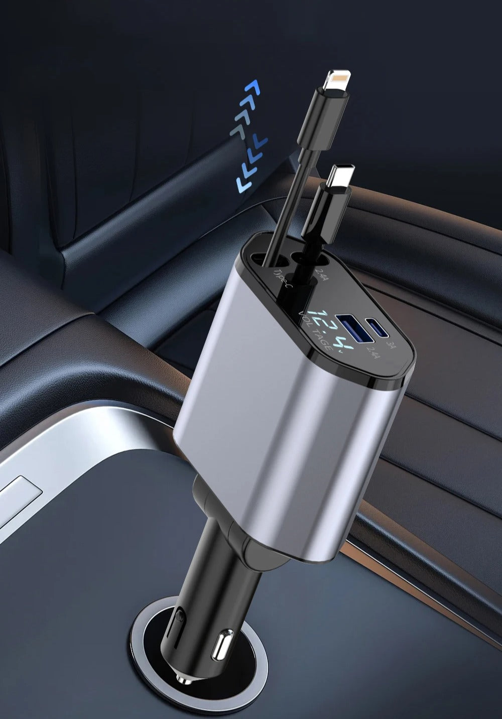 Chargeur de voiture rétractable 4 en 1